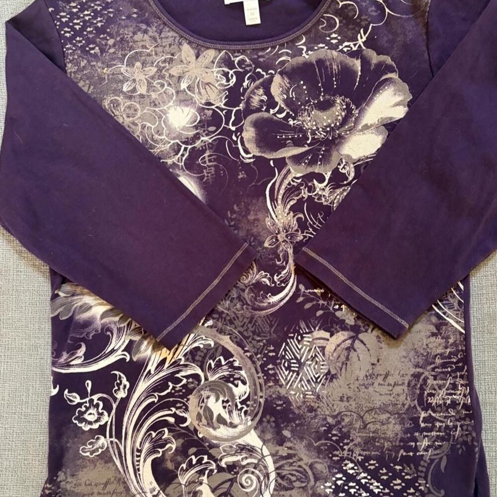 Affliction Women's Purple and Navy Blouse